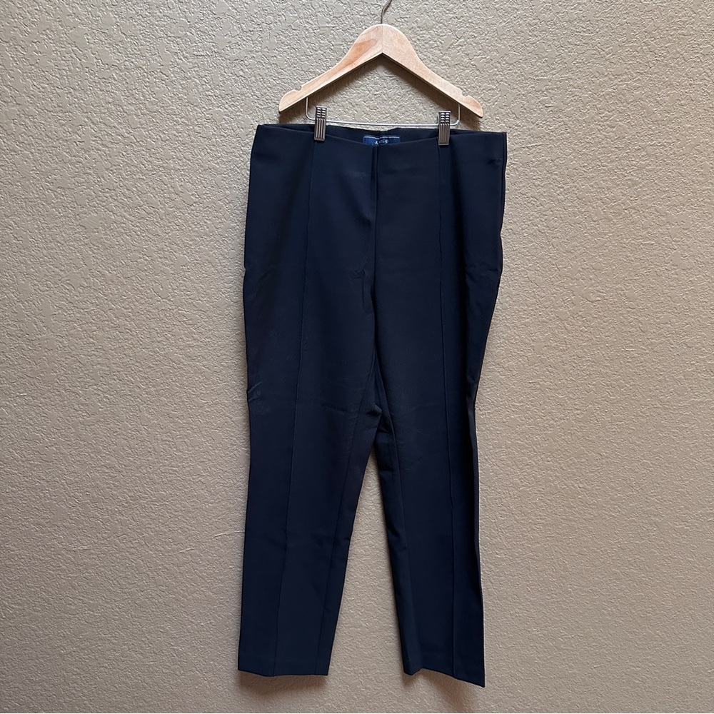 JL Atelier Navy Slim Work Pants Size Large Modern Stretch Trousers